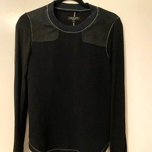 rag & bone Long Sleeve with Suede Shoulders